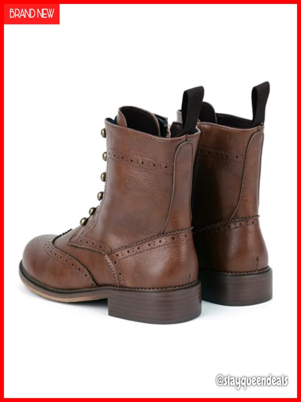 Leather Wingtip Brogue Lace-Up Ankle Boots - Picture 5 of 6